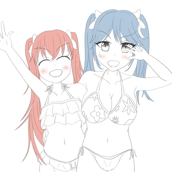 五十鈴とリベの水着