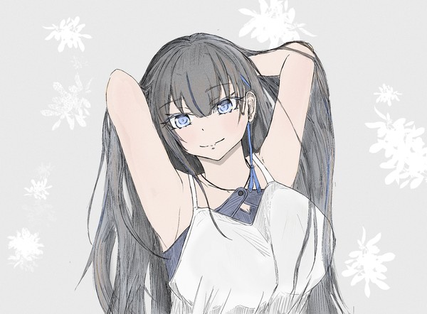 髪をかきあげる