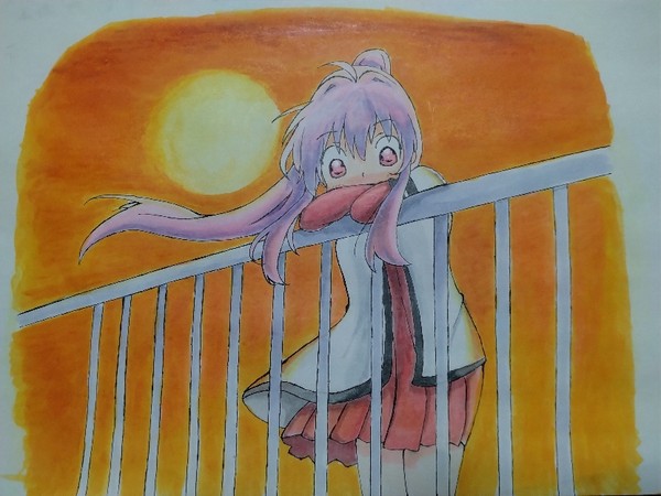 夕焼けの中で