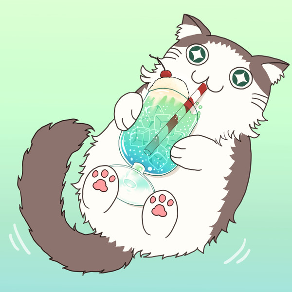 ウキねことクリームソーダ