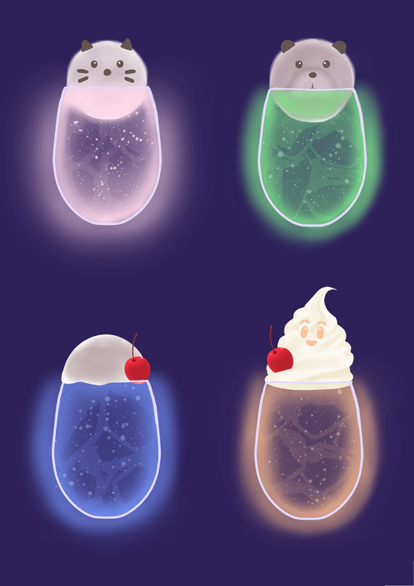うっすら光るしゅわしゅわな飲み物シリーズ