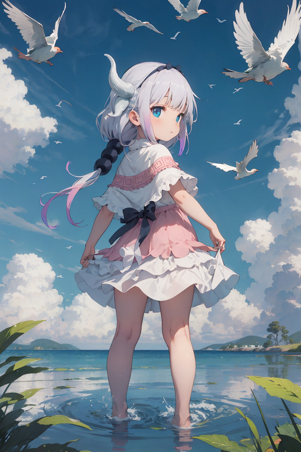 在心旷神怡的湖边玩耍