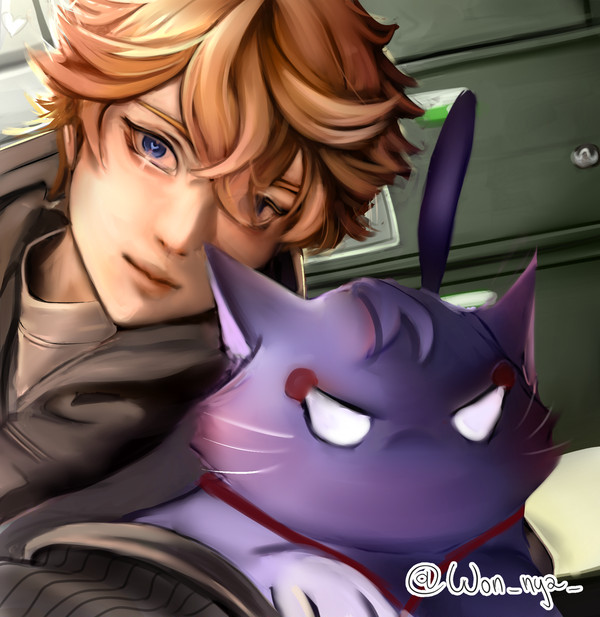 Childe at school w his new cat ?