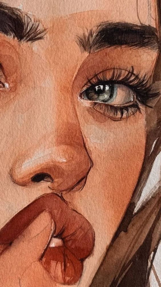 Watercolor art face