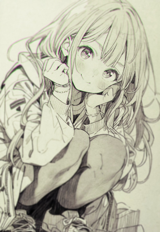 座っている