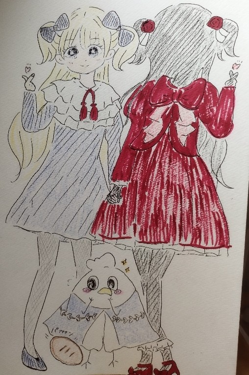 エミリコとケイト様の指ハート