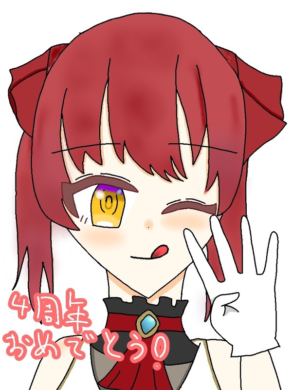 マリン船長が４周年を迎えたのでマリン船長を描きました!!!
