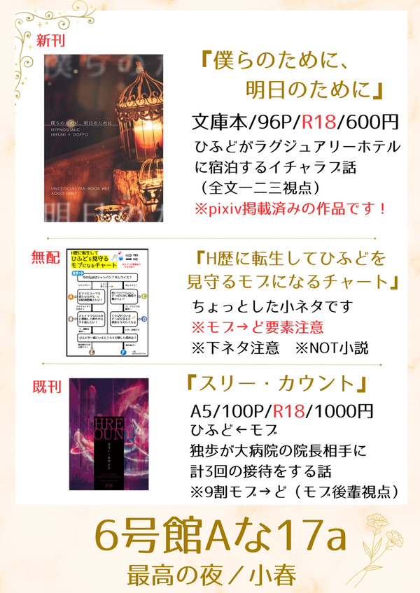 【8/20インテ】お品書きと新刊段組みサンプル