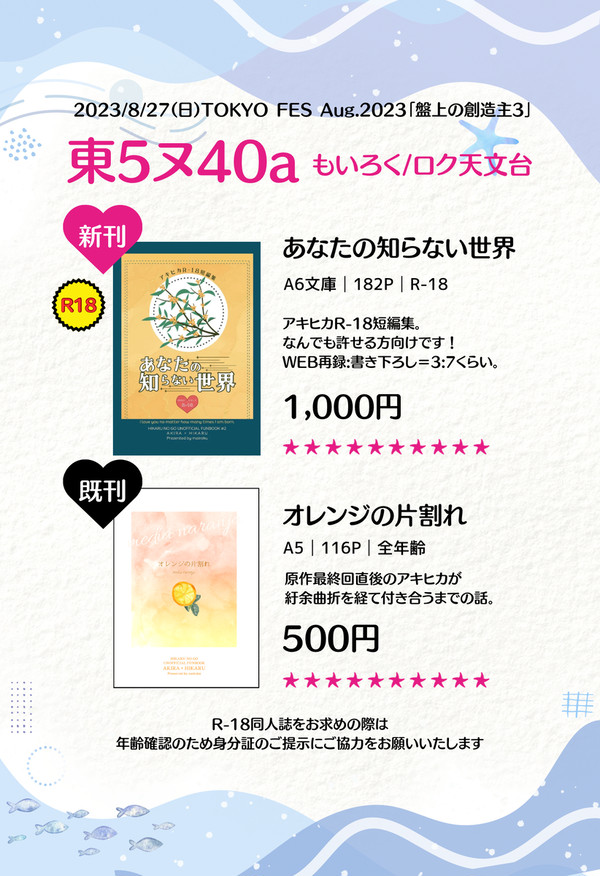 【8/27盤上の創造主3】お品書き
