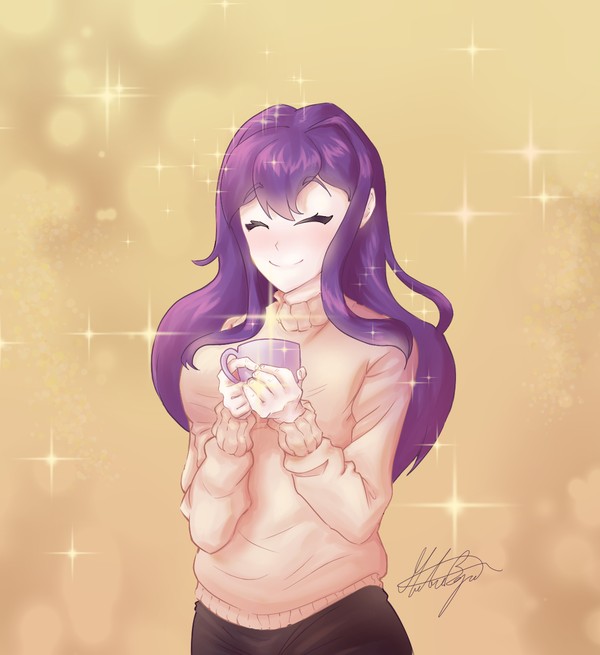 Yuri drinking tea