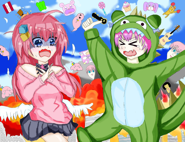 ピンク髪同士