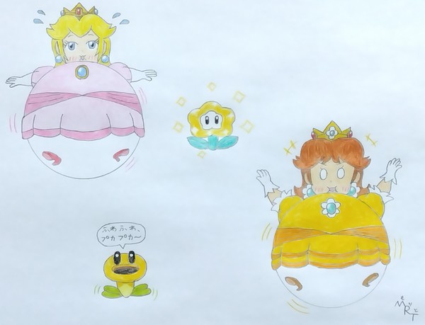 ワンダー膨体姿のピーチ姫とデイジー姫