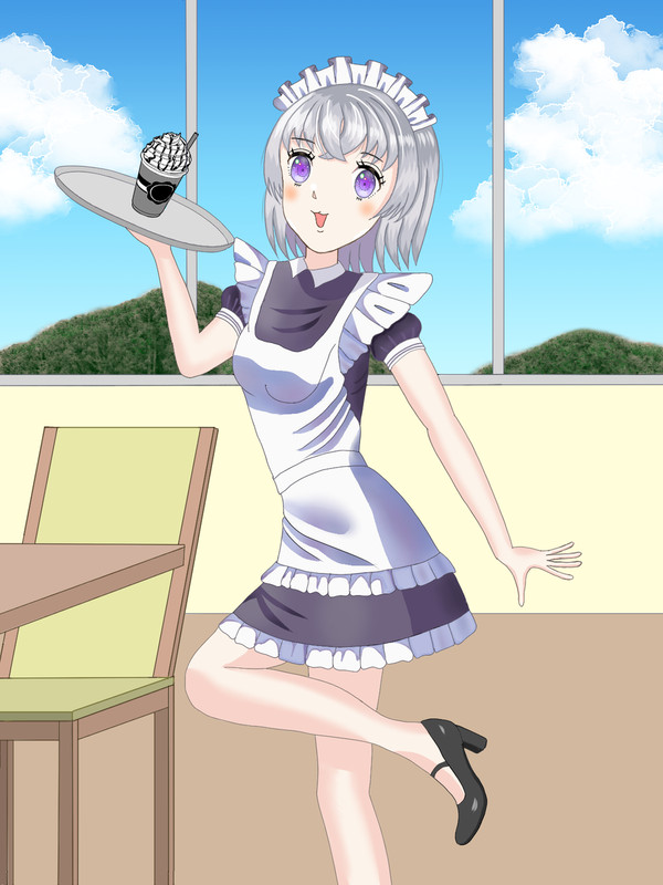 はーい！と振り向くメイドさん