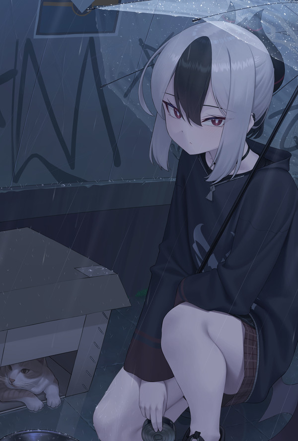 雨の日猫とカヨコ - 1/1