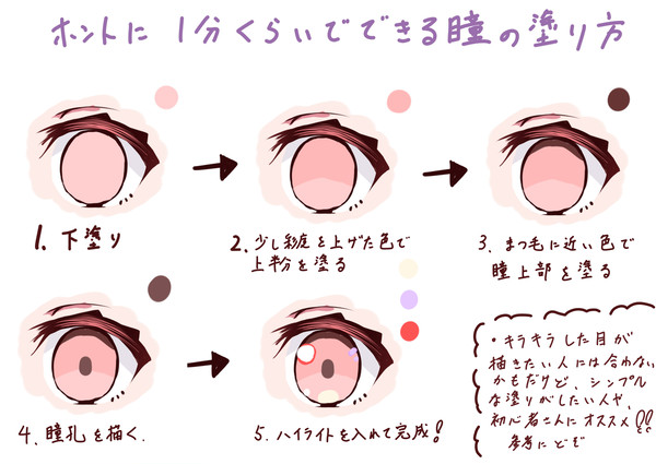 超シンプル!1分くらいで描ける瞳の塗り方メイキング - 1/1