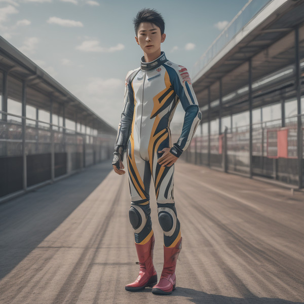 Male Motorcycle Racer in Suit