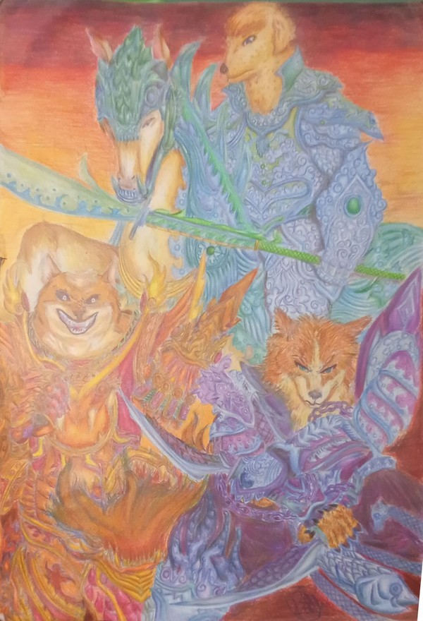 Three warrior in naga armor form