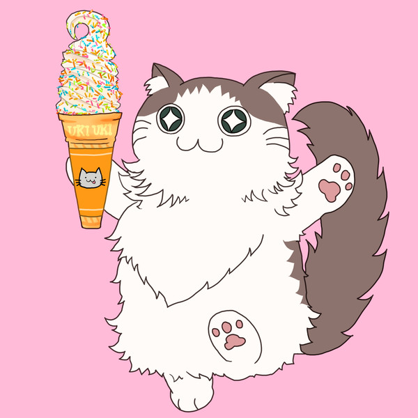 ウキねことチョコスプレーソフトクリーム