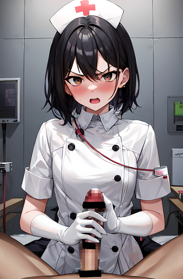 不機嫌なナースさんの夜間性処理
