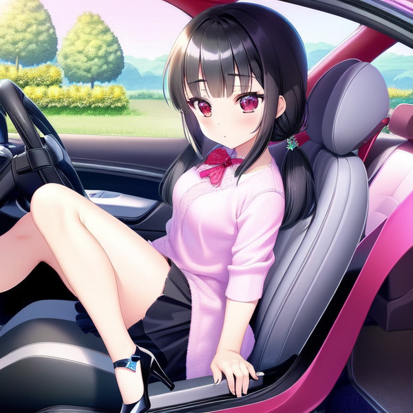 ハイヒールで車を運転するお嬢様(12歳)