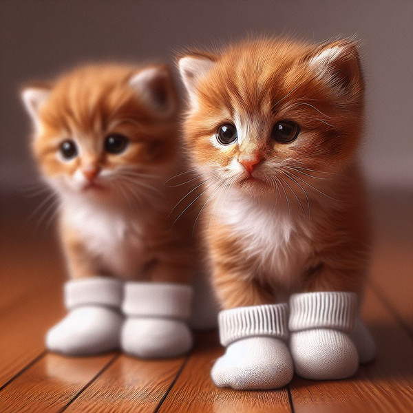 Kittens wearing socks
