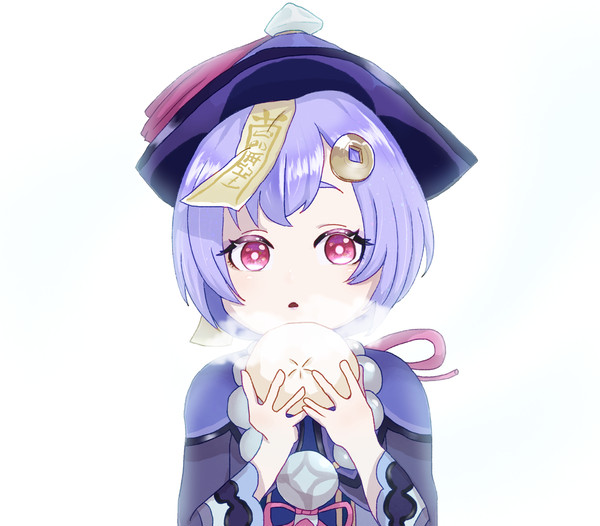 肉まんを食べる七七ちゃん