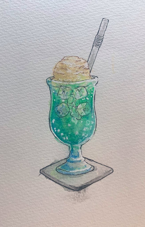 水彩画クリームソーダ🍨