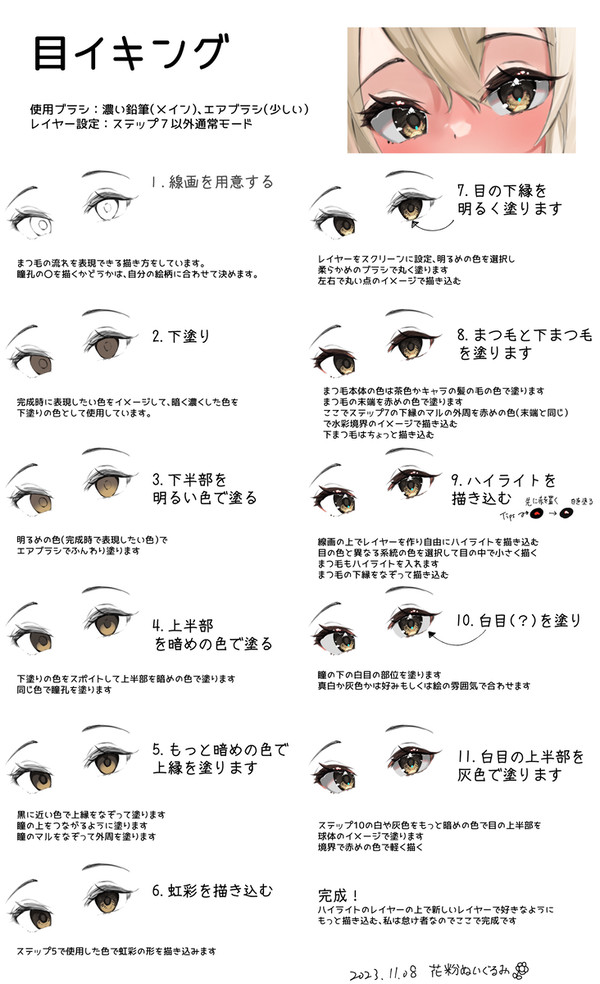 目の塗り方/目イキング