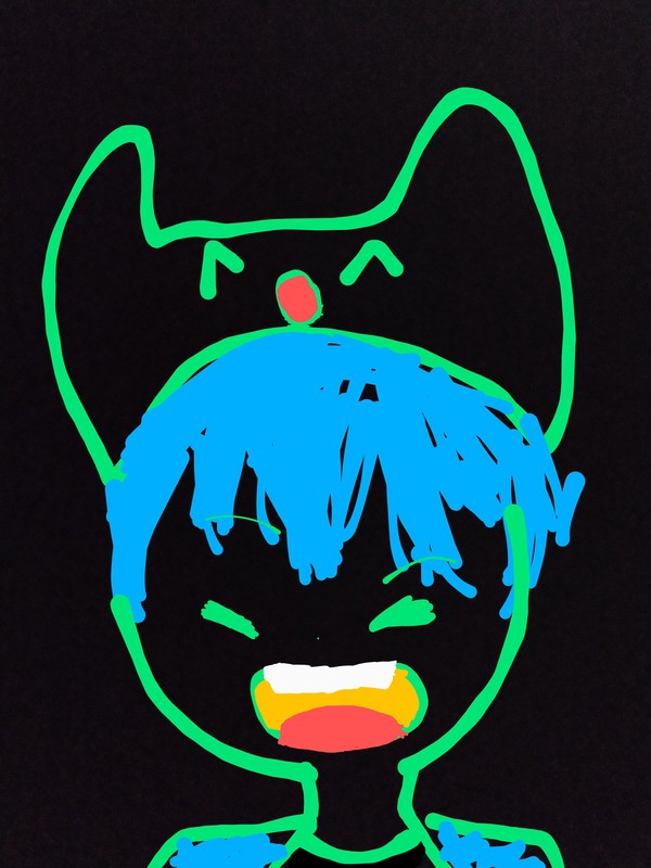 写真の編集で描いてた子と色鉛筆で描いた子