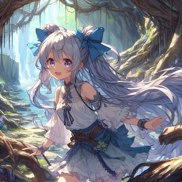 巨大な洞の中にいる少女