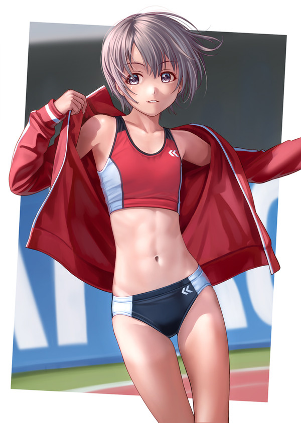 陸上日焼け跡スレンダーさん