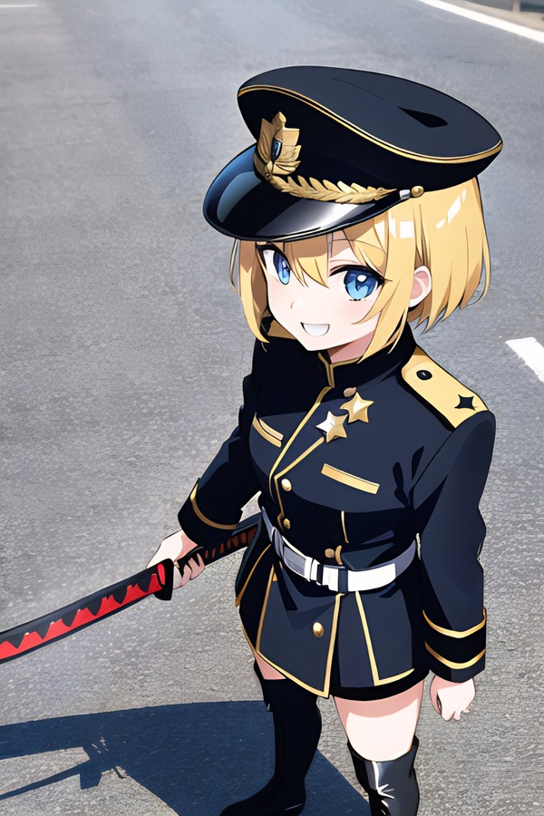 【AIイラスト】武器を持つ軍服少女1
