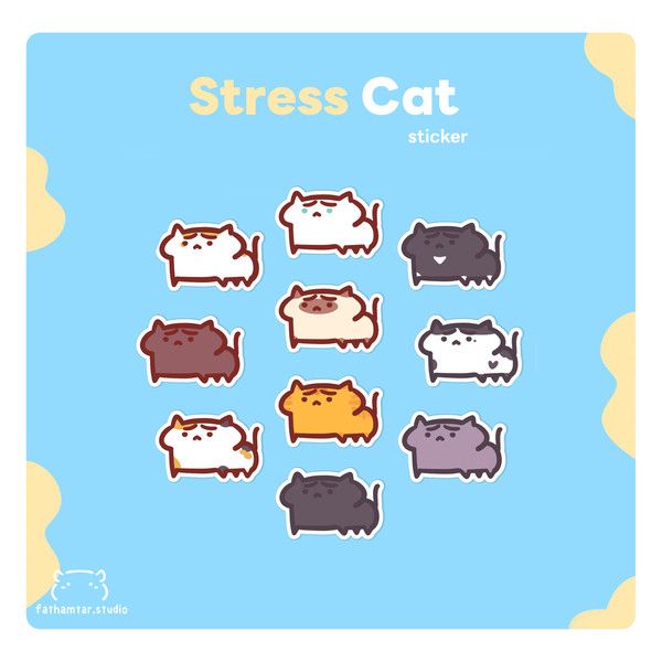 Stress cat sticker