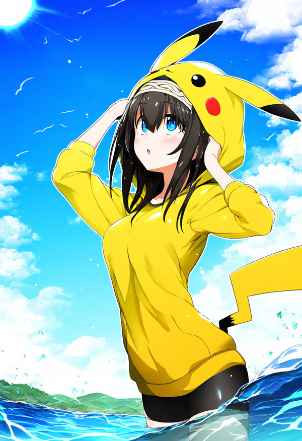 sagisawa fumika, pikachu costume