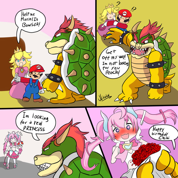Bowser gives Chibi a present