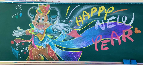 新年黒板アート始まり