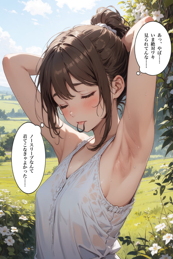 夏に髪を結ぶ女友達