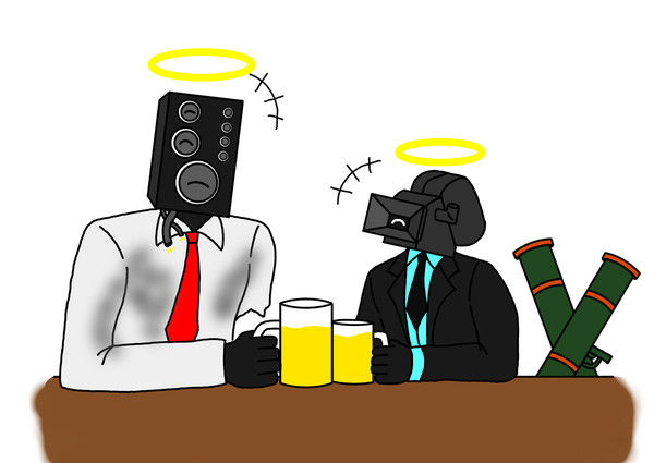 ブルースーツラージカメラマン&ラージスピーカーマン　英雄に乾杯