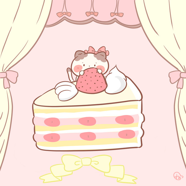 いちごショートケーキとねこちゃん