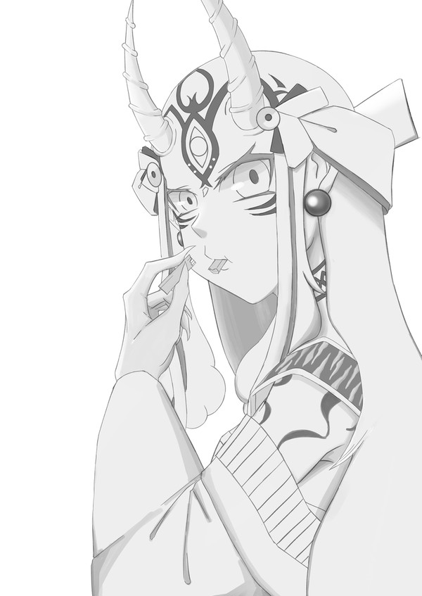 Ibaraki and Choco (Grayscale)