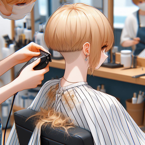襟足だけを思いっきり剃られてる女の子