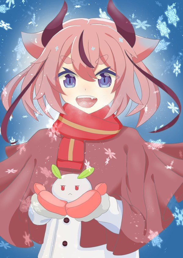 雪遊びするヒメちゃん