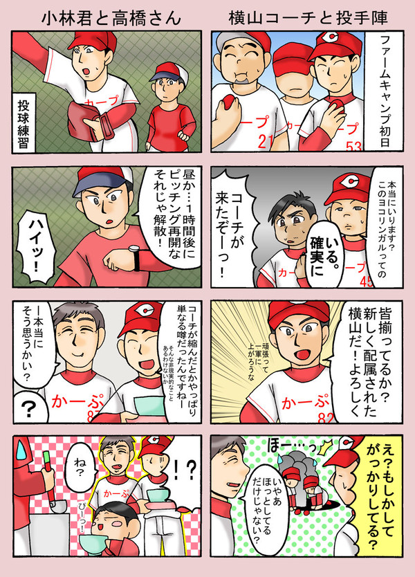 横山コーチと投手陣(ちびヨココーチと〇〇さん41)