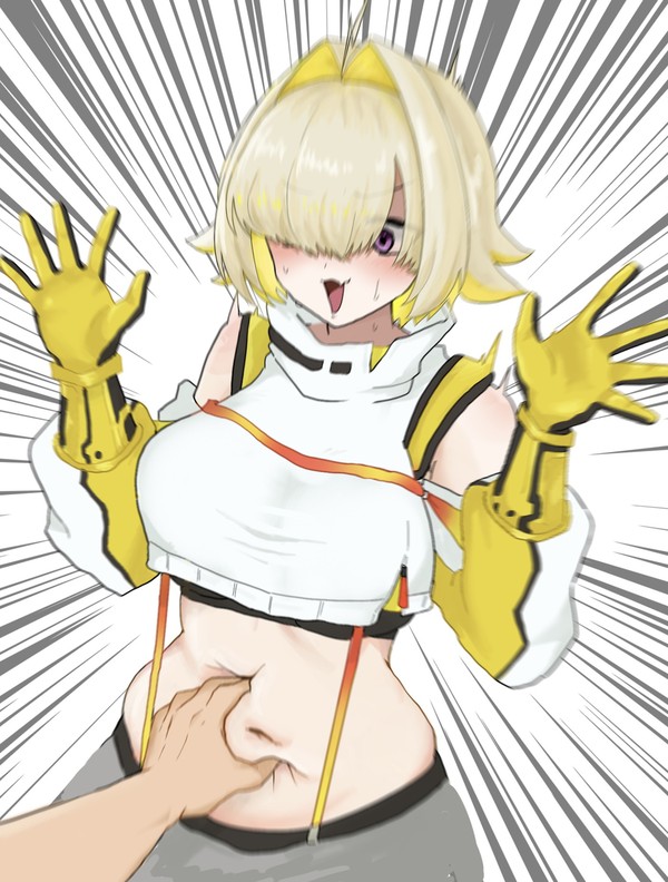 お腹を掴まれるエレグちゃん