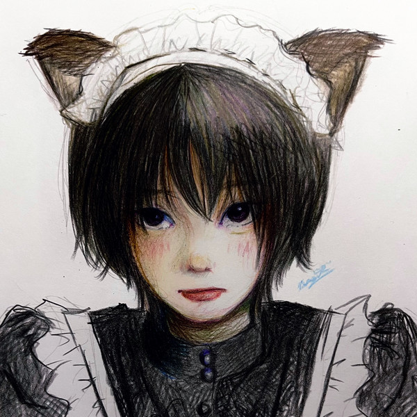 iPad壊れて仕方なく描いた色鉛筆画