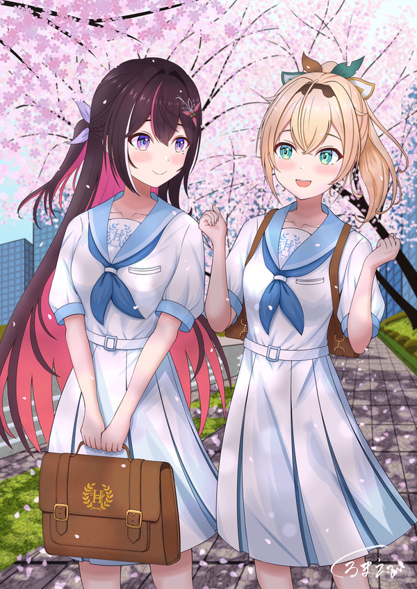 『桜舞う通学路』