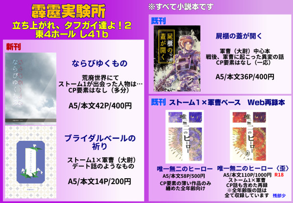 立ちタフ2お品書き【霹靂実験所】