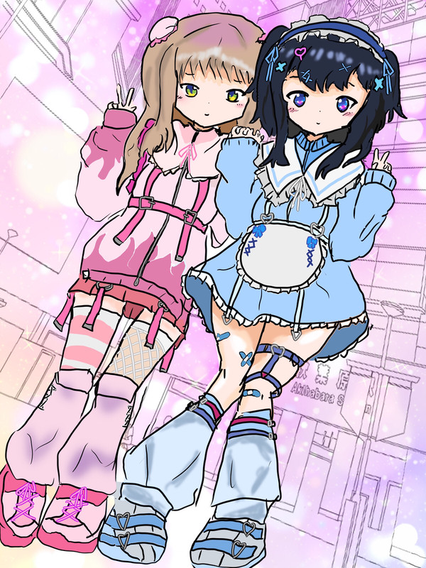 天使界隈六花ちゃん&夢芽ちゃん描きたかった！！
