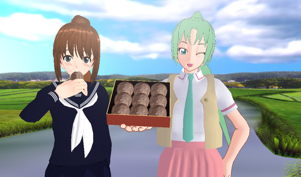 ポニテ娘×2が「おはぎ食べるー？」