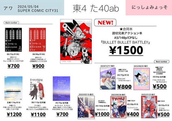 5/4 超吸死に一笑 お品書き+文字組